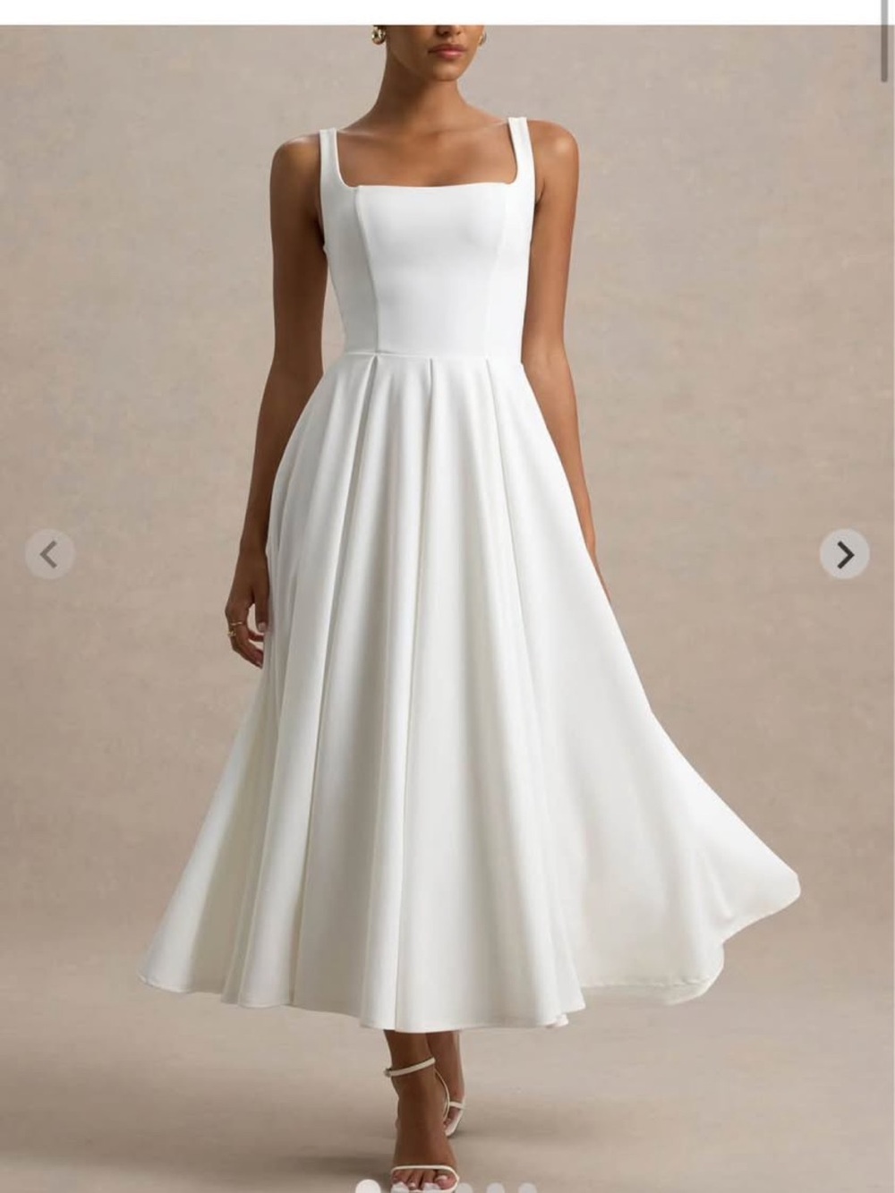 Club L London White Square-Neck Midi Dress